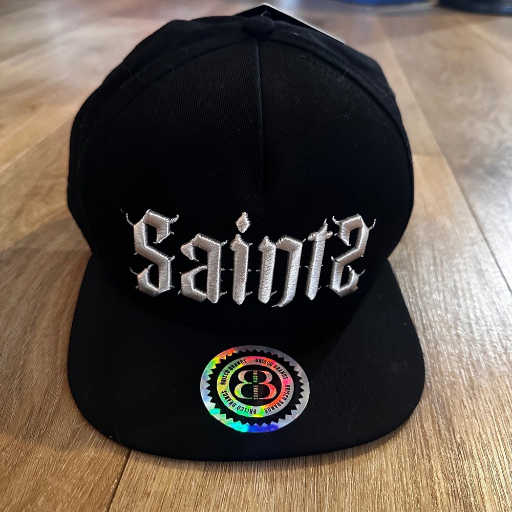 Brisco Brands Saints Snapback Hat Black Misled Youth Embroidered Flat Brim Cap